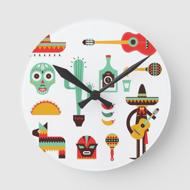 Mexican mariachi round clock (Front)