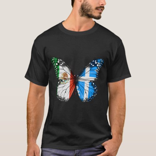 Mexican Martiniquais Flag Butterfly T_Shirt