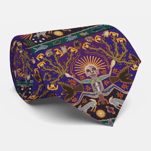 Mexican Mayan Aztec Goddess Ethnic Tribal Art Boho Tie (Rolled)