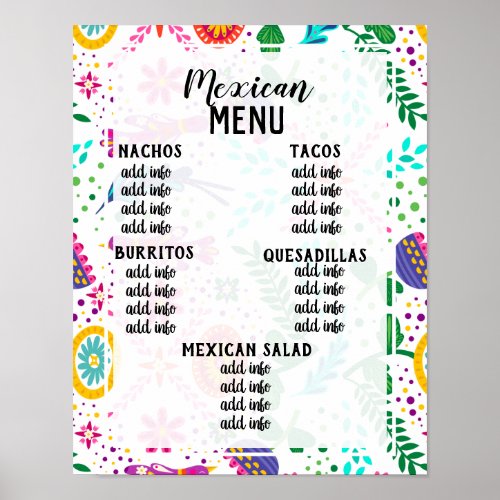 mexican menu poster 