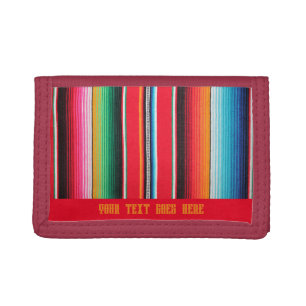 Mexican mexico poncho serape cloth trifold wallet