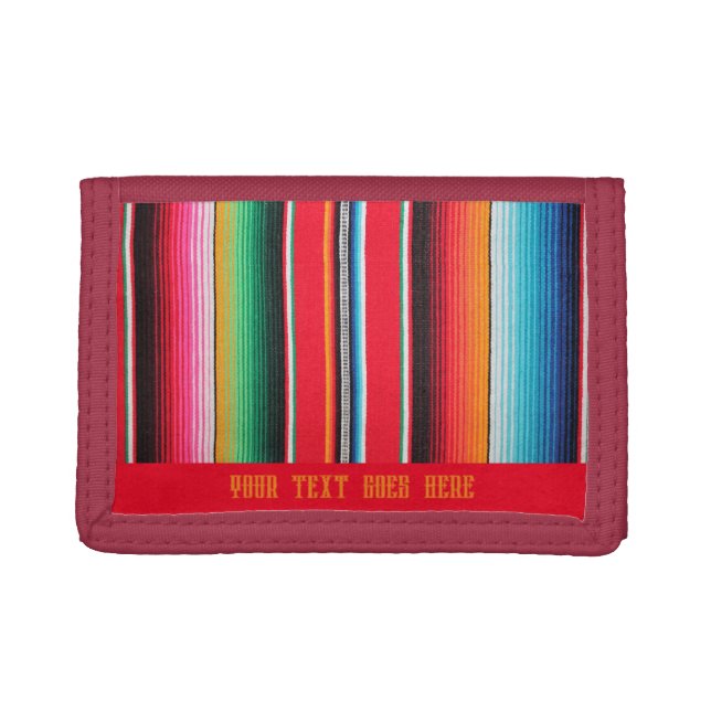 Mexican mexico poncho serape cloth trifold wallet (Front)