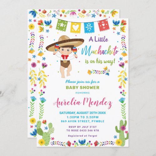 Mexican Muchacho Muchachito Boy Baby Shower Invitation