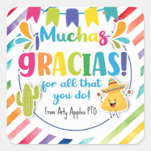 Mexican muchas gracias for that you do! square sticker