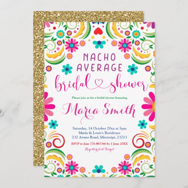 Mexican Nacho Average Bridal Shower Invitation (Front/Back)
