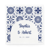 Mexican Navy Blue Talavera Tiles Wedding Napkins