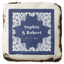 Mexican Navy Blue Talavera Wedding Brownie