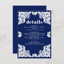 Mexican Navy Blue Talavera Wedding Enclosure Card