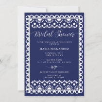 Mexican Navy Papel Picado Boho Bridal Shower Invitation