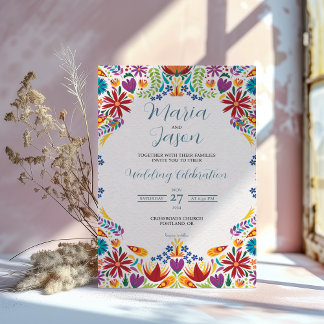 Mexican Nuestra Boda Flowers Botanical Wedding Invitation