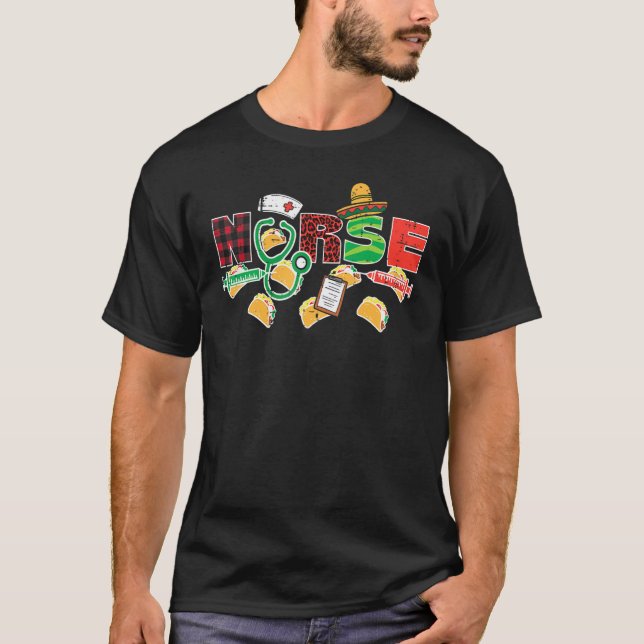 Mexican Nurse Tacos Cinco De Mayo Nurse Women Scru T-Shirt (Front)