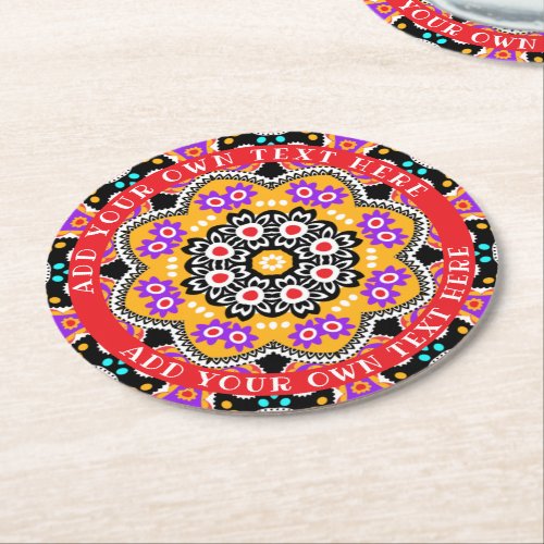 Mexican or Southwestern Fiesta or Wedding Party Round Paper Coaster