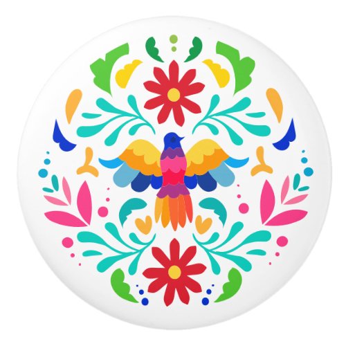 Mexican Otomi Bird Design Ceramic Knob