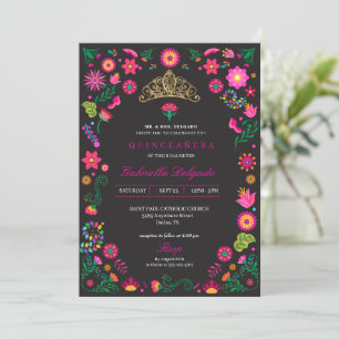 Mexican Otomi Embroidery Quinceañera Invitation