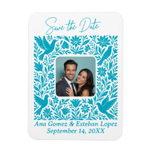 Mexican Otomí Floral Border Save the Date Photo Magnet