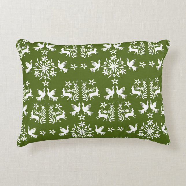 Mexican Otomi Home Decor Accent Pillow (Front)