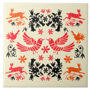 Mexican Otomi Home Decor Ceramic Tile