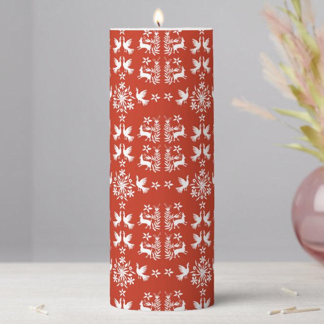 Mexican Otomi Home Decor Pillar Candle (In Situ)