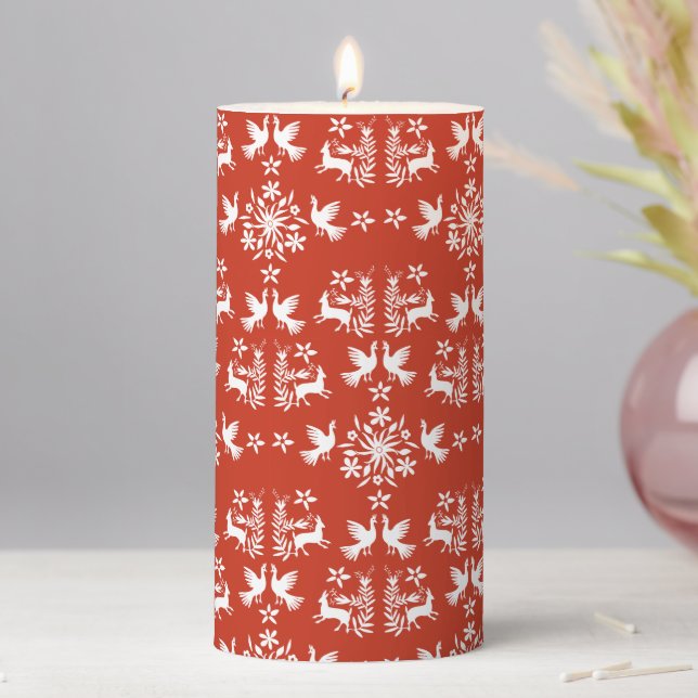 Mexican Otomi Home Decor Pillar Candle (In Situ)