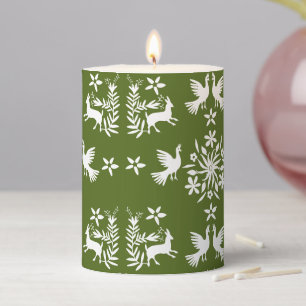 Mexican Otomi Home Decor Pillar Candle