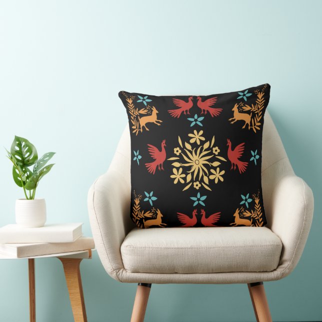 Mexican Otomi Home Decor Throw Pillow (Chair)
