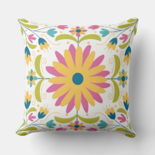 Mexican Otomi Pattern  Throw Pillow