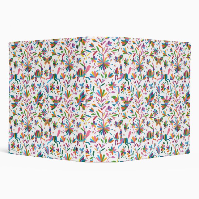  Mexican Otomi Style Bright Pattern 3 Ring Binder (Background)