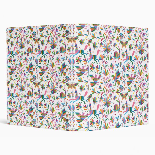  Mexican Otomi Style Bright Pattern 3 Ring Binder (Background)