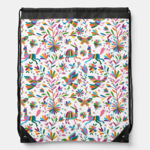  Mexican Otomi Style Bright Pattern Drawstring Bag