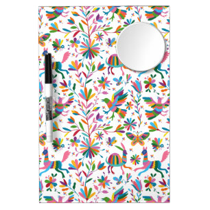 Mexican Otomi Style Bright Pattern Dry Erase Board With Mirror
