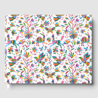 Mexican Otomi Style Bright Pattern Guest Book