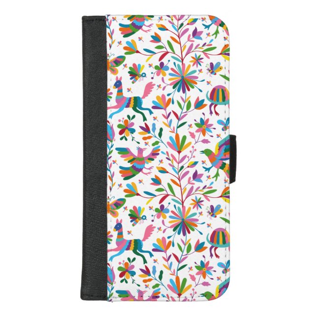 Mexican Otomi Style Bright Pattern iPhone Wallet Case (Front)