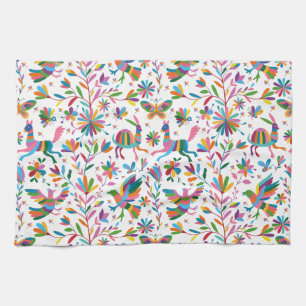 Mexican Otomi Style Bright Pattern Kitchen Towel