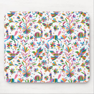 Mexican Otomi Style Bright Pattern Mouse Pad