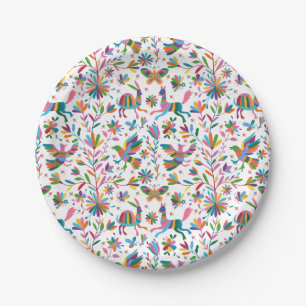  Mexican Otomi Style Bright Pattern Paper Plates