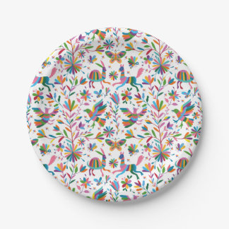  Mexican Otomi Style Bright Pattern Paper Plates