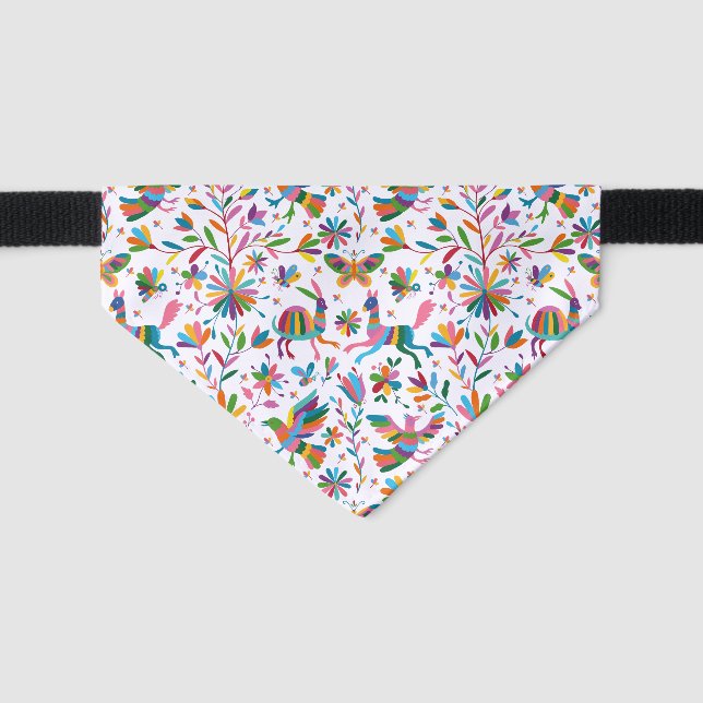  Mexican Otomi Style Bright Pattern Pet Bandana Collar (Front)