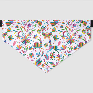 Mexican Otomi Style Bright Pattern Pet Bandana Collar