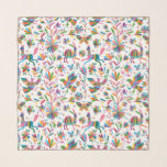 Mexican Otomi Style Bright Pattern Scarf<br><div class="desc">Colorful Mexican Traditional Textile Embroidery Style.  Composition with birds,  flowers,  branches and animals</div>