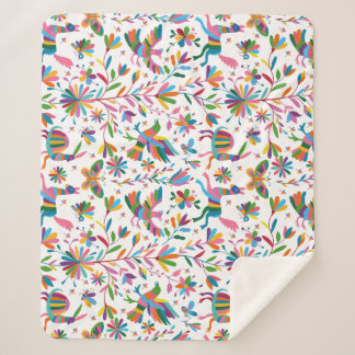  Mexican Otomi Style Bright Pattern Sherpa Blanket