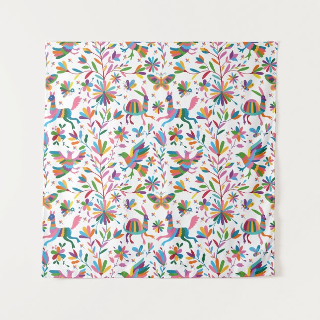  Mexican Otomi Style Bright Pattern Tapestry (Front)