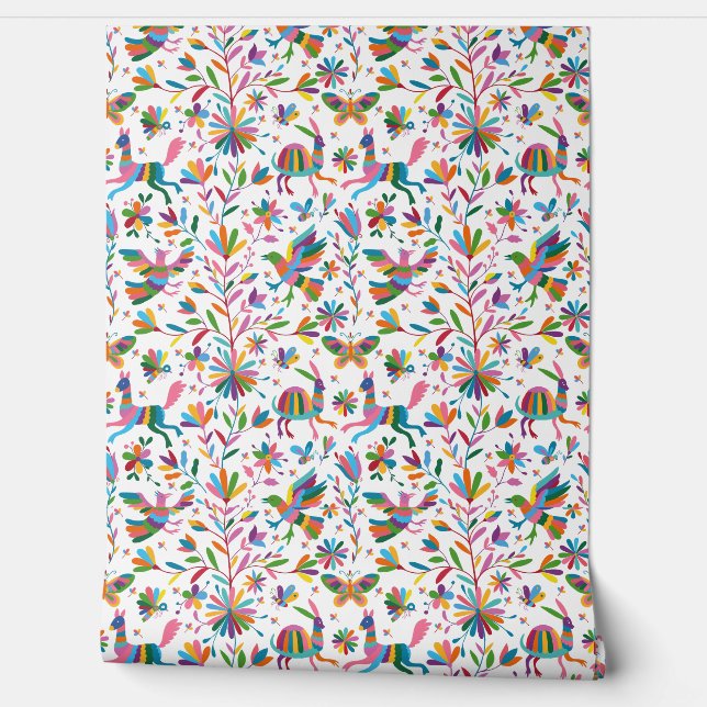  Mexican Otomi Style Bright Pattern Wallpaper (Unrolling)