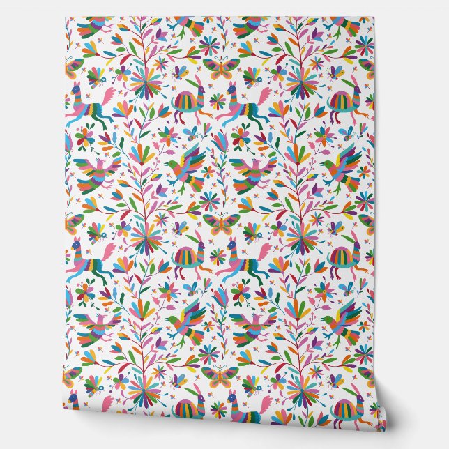  Mexican Otomi Style Bright Pattern Wallpaper (Unrolling)