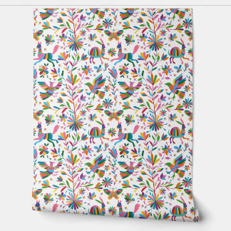 Mexican Otomi Style Bright Pattern Wallpaper