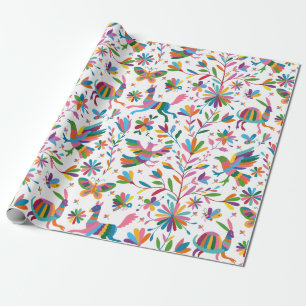 Mexican Otomi Style Bright Pattern Wrapping Paper