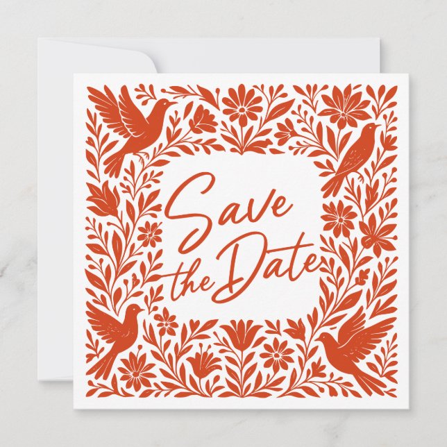 Mexican Otomí Tenango Talavera Save the Date Invitation (Front)