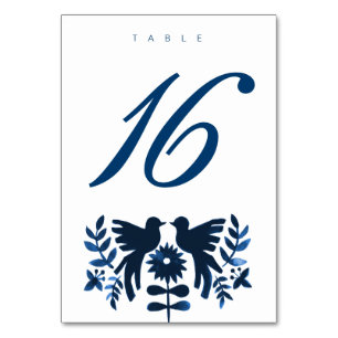 Mexican Otomi Themed Table Card - Navy