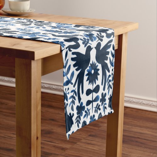Mexican Otomi Themed Table Runner _ Navy