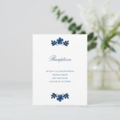 Mexican Otomi Wedding Reception Card - Navy Blue (Standing Front)