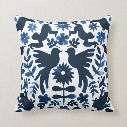 Mexican Otomi Wedding Ring Bearer Pillow Navy Zazzle Com